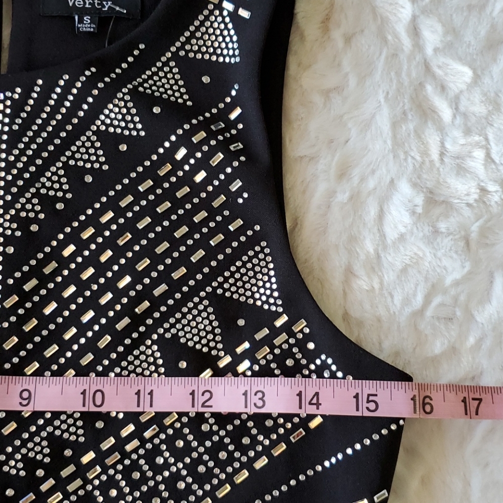 Verty Clear rhinestones mirror embellished black crop top Small show dance NWT - Picture 5 of 9